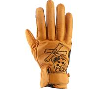 Von Dutch X Helstons Bones perforated Motorcycle Gloves, gold/black, size 11