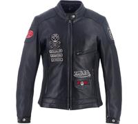 Von Dutch X Helstons Pretty Ladies Motorcycle Leather Jacket, black, size M for Women