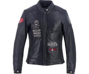 Von Dutch X Helstons Pretty Ladies Motorcycle Leather Jacket, black, size S for Women