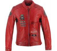Von Dutch X Helstons Pretty Ladies Motorcycle Leather Jacket, red, size 2XL for Women