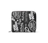 Von Dutch Zip-Up Wallet with ID Window, Black, 4" H x 4.5" W, Zip-up Stamps Wallet