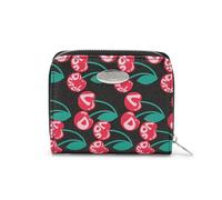 Von Dutch Zip-Up Wallet with ID Window, Vegan Leather, Cherry - Black, 4" H x 4.5" W, Cherry Zip-up Wallet