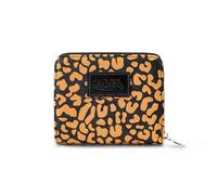 Von Dutch Zip-Up Wallet with ID Window, Vegan Leather, Slim Unisex Design for Men & Women, Orange, 4" H x 4.5" W, Zip-up Cheetah Wallet