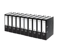 VON Leitz 10530095 A4 Folder, 100% Recycled Paper, 80 mm Spine Width, for 600 Sheets, Blue Angel & FSC Certified, for School, Study & Home, Black, Pack of 10