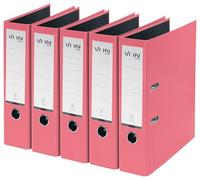 VON Leitz 10551021 Pack of 5 A4 Folders, Cardboard with Plastic Cover, 80 mm Spine Width, for 600 Sheets, FSC Certified Cardboard, Lever Arch Files, for School, Study & Home, Pink