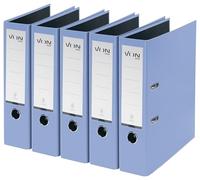 VON Leitz 10551030 Pack of 5 A4 Folders, Cardboard with Plastic Cover, 80 mm Spine Width, for 600 Sheets, FSC Certified Cardboard, Lever Arch Files, for School, Study & Home, Light Blue