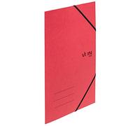 VON Leitz 30080025 Pack of 5 A4 Folder with Elastic Closure, Flexible Cardboard, for 150 Sheets, Silver Print, Lightweight Folder for School and Home, Red