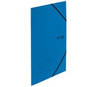 VON Leitz 30080035 Pack of 5 A4 Folder Recycled Cardboard for 150 Sheets 3 Flaps Folder with Elastic Band with Modern Von Print Lightweight Folder for School and Home Blue