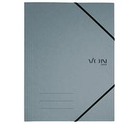 VON Leitz 30080085 Pack of 5 A4 Folder with Elastic Closure, Flexible Cardboard, for 150 Sheets, Silver Print, Lightweight Folder for School and Home, Grey