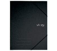 VON Leitz 30080095 Pack of 5 A4 Folder with Elastic Closure, Flexible Cardboard, for 150 Sheets, Silver Print, Lightweight Folder for School and Home, Black