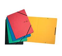 VON Leitz 30111099 Pack of 5 A4 Folder Recycled Cardboard, for 150 Sheets, Folder with Elastic Band, with Modern Von Print, Lightweight Folder for School and Home, Multicoloured, Pack of 5