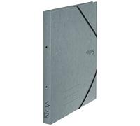 VON Leitz 30120085 A4 Ring Binder with 2 Rings Elastic Closure Cardboard 25 mm Spine Width for 140 Sheets Ring Binder for School, Study & Household, Pack of 5, Grey