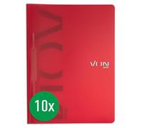 Von Leitz 46790025 Pack of 10 A4 Polypropylene Plastic for 100 Sheets Lightweight Softcover Folder with Modern Von Print for School and Home Red