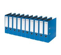 VON Leitz A4 Folder, Pack of 10, Cardboard with Plastic Cover, 80 mm Spine Width, for 600 Sheets, Blue Angel & FSC Certified, for School, Study & Home, Blue, 10550035