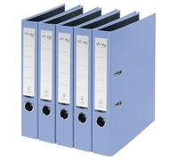 VON Leitz Pack of 5 A4 Folders, Cardboard with Plastic Cover, 50 mm Spine Width, for 350 Sheets, FSC-Certified Cardboard, for School, Study & Home, Light Blue, 10561030