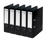 VON Leitz Pack of 5 A4 Folders, Cardboard with Plastic Cover, 80 mm Spine Width, for 600 Sheets, FSC-Certified Cardboard, Lever Arch Folder, for School, Study & Home, Black, 10551095