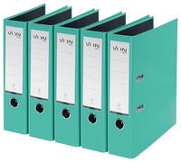VON Leitz Pack of 5 A4 Folders, Cardboard with Plastic Cover, 80 mm Spine Width, for 600 Sheets, FSC-Certified Cardboard, Lever Arch Folder, for School, Study & Home, Mint Green, 10551051