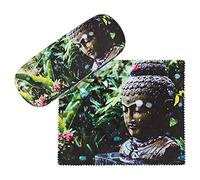 VON LILIENFELD Glasses Case Buddha Wellness Motif Microfibre Cleaning Cloth Set Covered with Fabric