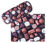 VON LILIENFELD Glasses Case Present Cleaning Cloth Spectacle Cases Lightweight Stable Art Pralinés Chocolat