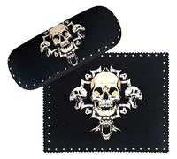 VON LILIENFELD Glasses Case Skull Motif Microfibre Cleaning Cloth Set Covered with Fabric