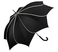 VON LILIENFELD® Umbrella Automatic Women Wedding Parasol Minou Black with Grey Stitches