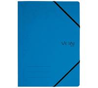 VON Pack of 5 Document Folders A4 with Elastic Closure, Cardboard, for 150 Sheets, by Leitz, Lightweight Project & Paper Storage, Study & Home, Blue, 30110035