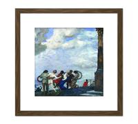 Von Stuck The Dance Painting 8X8 Inch Square Wooden Framed Wall Art Print Picture with Mount Artery8 Brown One Size