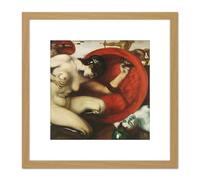 Von Stuck Wounded Amazon Painting 8X8 Inch Square Wooden Framed Wall Art Print Picture with Mount Artery8 Light Oak One Size