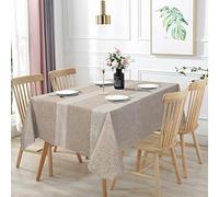 Vonabem 100% Waterproof Rectangle PVC Tablecloth, Vinyl Table Cloth Cover Oil Proof Spill Proof Wipeable Table Cloths for Indoor and Outdoor Use(Brown,60X102IN)