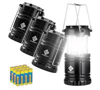 Vonair Etekcity Camping Lanterns for Power Outages 4 Pack, Flashlight for Camping Essentials, Emergency Led Battery Operated Lights, Survival Kit and Gear for Hurricane, Black