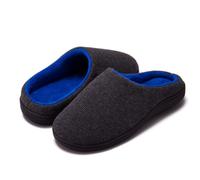 Men's Two-Tone Memory Foam Slippers Cozy Memory Foam Breathable House Slippers with Non-Slip Rubber Sole (Dark Grey and Blue, Adult, Men, 9.5, Numeric, UK Footwear Size System, 9, Wide)