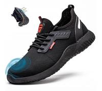 Vonair Unisex Lightweight Steel Toe Safety Trainers - Breathable, Non-Slip, Puncture-Resistant Work Boots for Men & Women, Black (Black, Adult, Men, 5, Numeric, UK Footwear Size System, Wide)