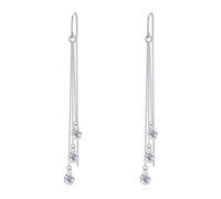 VONALA 925 Sterling Silver Celtic/LOVE/Circle/Line/Leaf Rhombus Drop Threader Earring Beaded Dangle Tassel Pull Through Earrings for Women (Long Earrings)