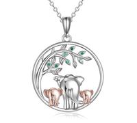 VONALA 925 Sterling Silver Mom Elephant Ladies Necklace Sterling Silver Elephant Family Three Elephants Tree of Life Necklace Gifts for Mom