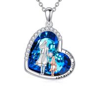 VONALA 925 Sterling Silver Mother Daughter Necklace for Women Heart Crystal Pendant Jewelry Gifts for Grandmother Mom Wife (Mother Daughter Crystal)