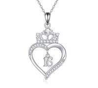 VONALA 925 Sterling Silver Necklace Fairy/Ballet/16th Birthday/Pearl/Family Necklace Jewellery Gifts for Women Girls (16th Birthday)