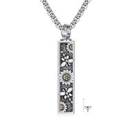VONALA 925 Sterling Silver Square Sunflower Dragonfly Urn Necklace for Ashes Memorial Jewelry with Always in My Heart Engraving for Women