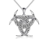VONALA 925 Sterling Silver Viking Triple Odin Horns Pendant Necklace Mjolnir Nordic Runic Talisman Norse Amulet Jewellery Gifts for Men Boyfriend