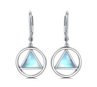 VONALA AA Earrings for Women Sterling Silver Anonymous Recovery Moonstone Dangle Drop Earrings Sobriety Jewelry Gift for Celebrate Alcoholics Anonymous Sober Women