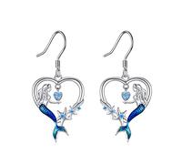VONALA Animal Earrings 925 Sterling Silver Cat/Panda/Dog/Owl/Butterfly/Peacock Dangle Earrings Cute Animal Jewellery Gift for Women (Mermaid)