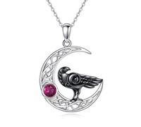 VONALA Animals Necklace Sterling Silver Highland Cow/Axolotl/Cat/Elephant/Unicorn Crystal Pendant Jewellery Birthday Gifts for Her Women Mum Animal Cow Lover Girls (Raven)