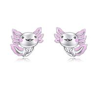 VONALA Axolotl Earrings Sterling Silver Cute Animal Stud Earring Hypoallergenic Pink Jewellery Birthday Christmas Gifts for Women Girls