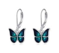 VONALA Butterfly Earrings Dangle 925 Sterling Silver Hoop Huggie Earrings Butterfly Jewelry for Women Girls (001)