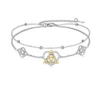 VONALA Celtic Bracelet 925 Sterling Silver Celtic Knot Trinity Knot Link Chain Bracelets Irish Jewellery Gifts for Women Girls (Celtic)