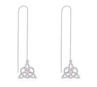 VONALA Celtic Earrings 925 Sterling Silver Irish Knot Dangling Dangle Earrings October Birthstone Pull Through Earrings Jewellery Gift for Women