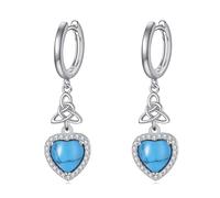 VONALA Celtic Knot Dangle Turquoise Earrings 925 Sterling Silver Drop Heart Earrings Jewellery Birthday Gift for Women Grils