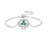 VONALA Claddagh Clover Lucky Bracelet 925 Sterling Silver Shamrock Celtic Knot Clover Irish Jewelry for Women