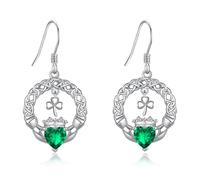 VONALA Clover Earrings for Women 925 Sterling Silver Celtic Knot Shamrock Earrings Claddagh Dangle Drop Earrings St Patricks Day Irish Jewellery Gifts for Women