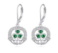 VONALA Clover Earrings Sterling Silver Celtic Knot Dangle Drop Earrings Shamrock Dangling Lervback Earrings St Patricks Day Lucky Jewelry Irish Gift for Women