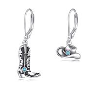 VONALA Cowgirl Earrings 925 Sterling Silver Western Cowboy Boot Dangle Earrings Texas Hat Drop Dangling Earrings Spur Boho Jewelry Gift for Women Men